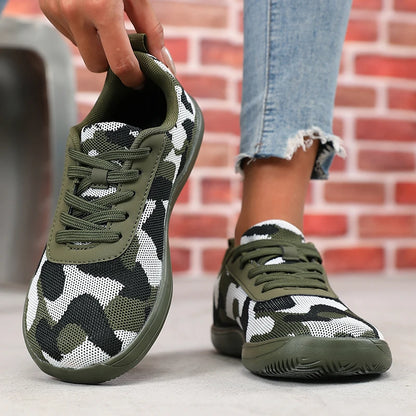 Camouflage Women's Shoes Wide Toe Breathable Mesh Comfortable Flat Bottom Barefoot Shoes New Soft Sole Men's Sneakers