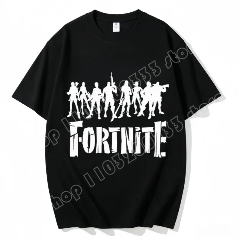T-shirt Fortnite de gola redonda, unissexo para adulto, moda de dança do jogo, novo, em algodão puro, manga curta, perfeito para uso casual e férias
