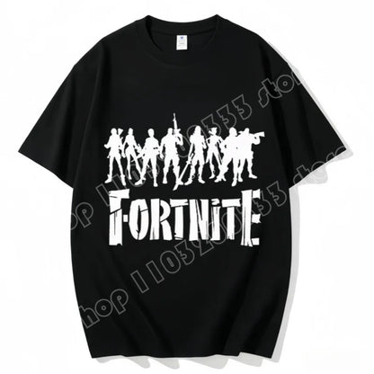 T-shirt Fortnite de gola redonda, unissexo para adulto, moda de dança do jogo, novo, em algodão puro, manga curta, perfeito para uso casual e férias