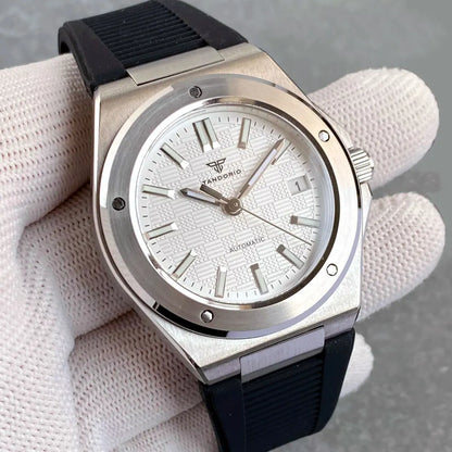 Relógio Mecânico Masculino Tandorio New Black Luxury Business Engineer Style com Vidro de Safira, 100m à Prova de Água, NH35A Automático