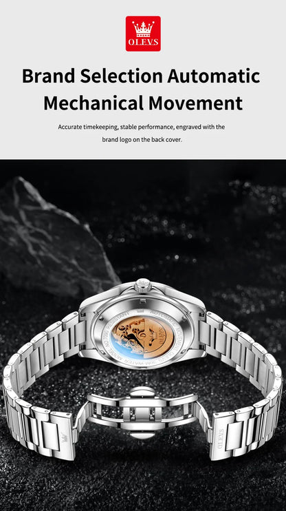 OLEVS Watches Man 7090 Luxury Original Automatic Mechanical Watch Waterproof Large Dial Week Date Watches For Man Gifts New