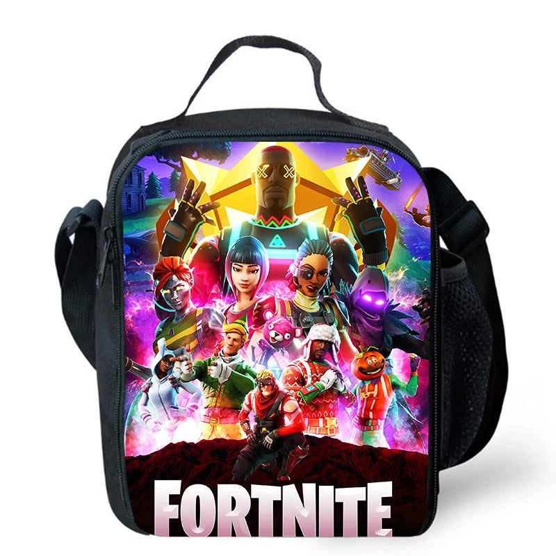 Cute Cartoon Lunch Bag Insulated Thermal Food Container Leakproof Reusable Fortnite Lunch Cooler Bag for Kids Students
