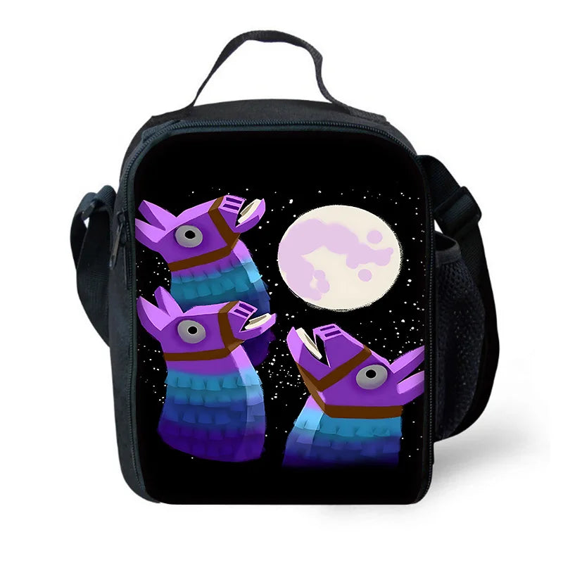 Popular Game Fortnite Child Insulated Large Capacity Bag for Boys and Girls Student Outdoor Reusable Thermal Cooler Lunch Box
