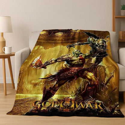 Classics God of War Kratos 3A Game Gamer Flannel Blanket,Warm and Cozy Soft Throw Blanket for Home Bedroom Bed Sofa Kid Gift