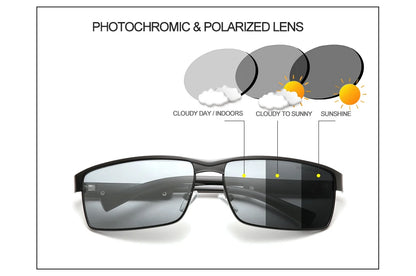 KINGSEVEN Men Polarized Photochromic Sunglasses Design Women Chameleon Sun Glasses UV400 Anti-glare Driving Square Eyeglasses