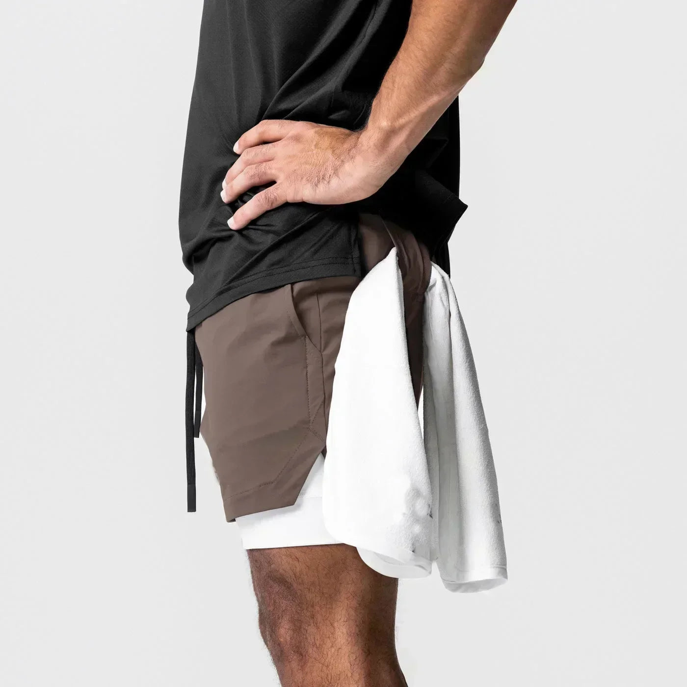 Dragon Ball Men's Shorts Double Layer 2-in-1 Pants Broly Japanese Anime Summer and Autumn Fake Two-piece Fitness Gym Sweatpants