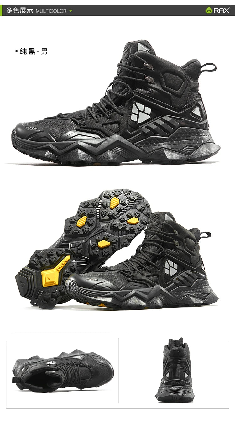 Rax Men's Waterproof Hiking Shoes Breathable Hiking Boots Outdoor Trekking Boots Sports Sneakers Tactical Shoes