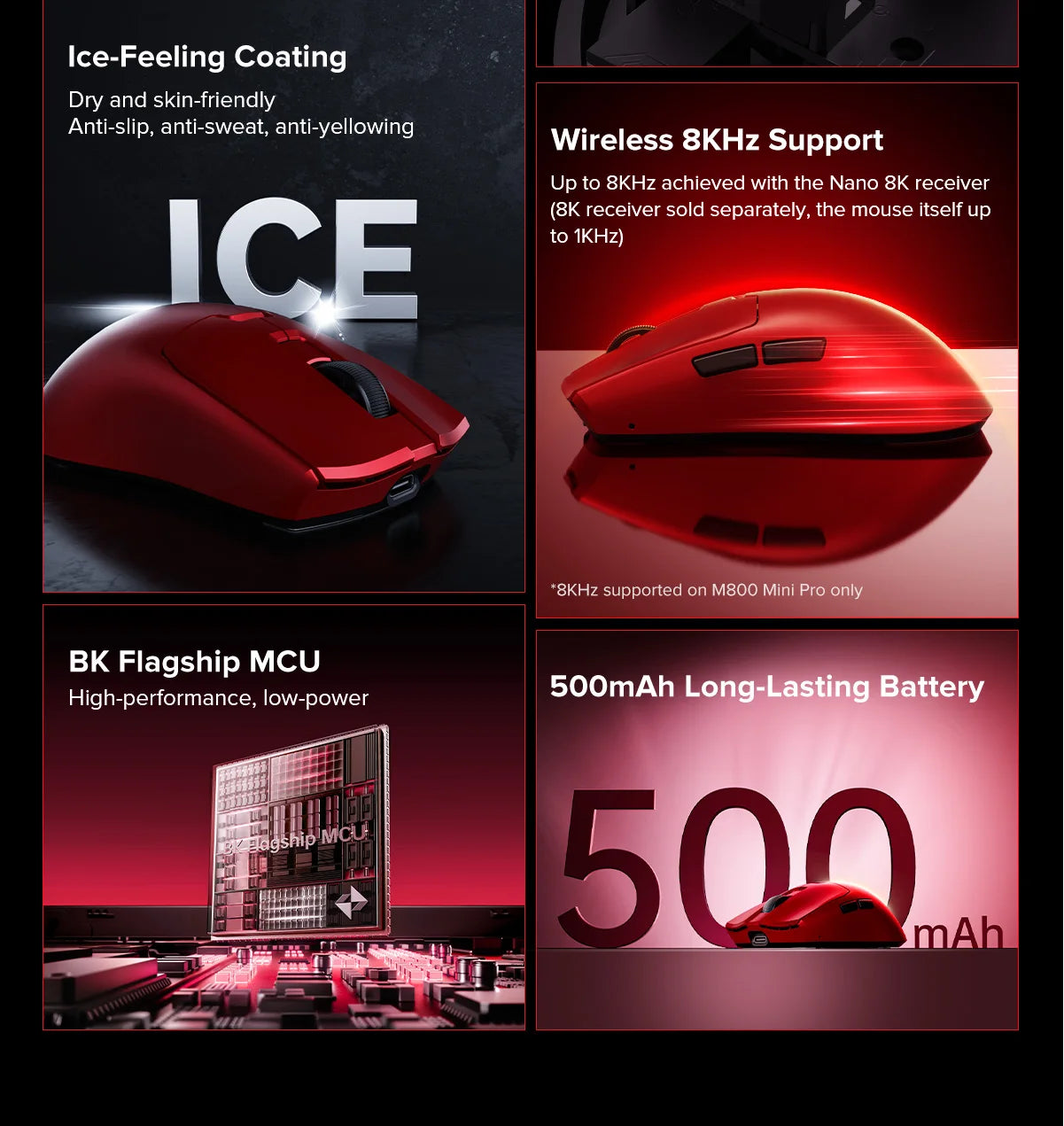 Delux M800mini Wireless Gaming Mouse, 46g Lightweight, PAW3395/PAW3311, 1KHz Polling Rate for Small to Medium Hand PC Gamer