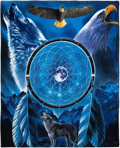 Howling Wolf Moonlight Mountain Κουβέρτα με σχέδιο άγριας φύσης για διακόσμηση υπνοδωματίου, δώρο για αυτόν, NatureStyle