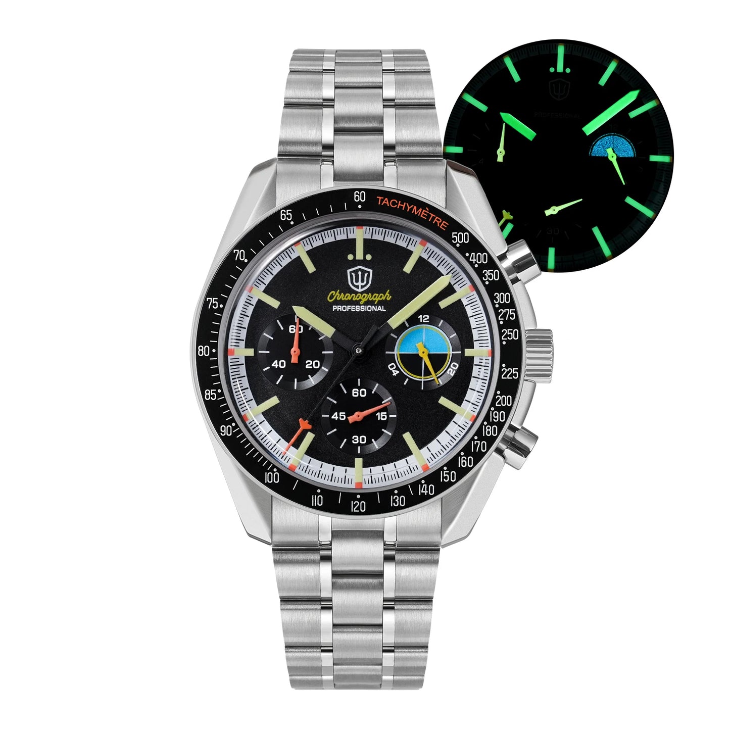 Watchdives WD1863 39mm VK63 Chronograph Watch OTF Clasp Sweep Quartz Movement Sapphire Luminous 100m Waterproof Watches