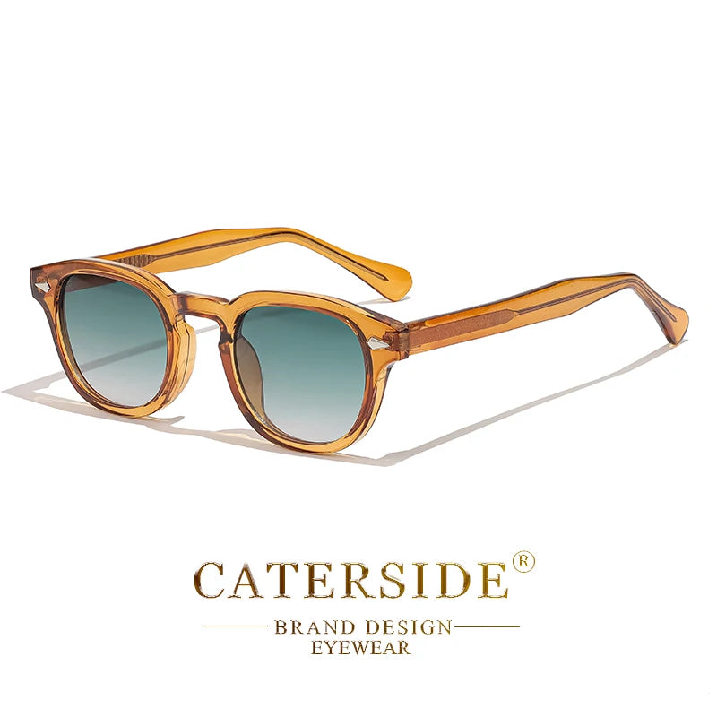CATERSIDE Retro Round Men Sunglasses Punk Propionic Acid Pin Temple Luxury Sun Glasses Women Sports Leisure Party Eyewear UV400