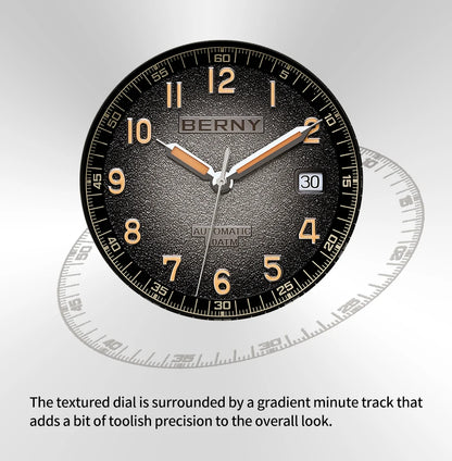 BERNY Automatic Watch Men ST2130 Luminous Mechanical Wristwatch Sapphire Waterproof 10ATM Top Brand Luxury Watch for Men