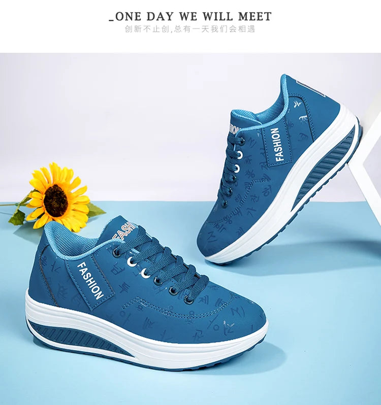 Zapatillas casuales de mujer para exterior con suela gruesa, plataforma de moda, talla grande 42, suela plana, para caminar, deporte, caminatas y running