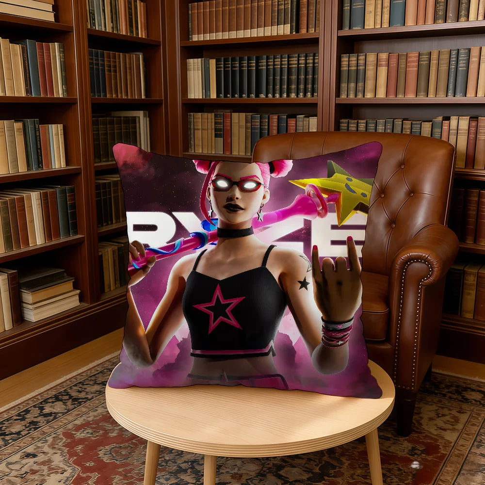 F-FORTNITE-ES Capa de almofada gaming para casa e escritório, presente de aniversário, macia e suave para a pele