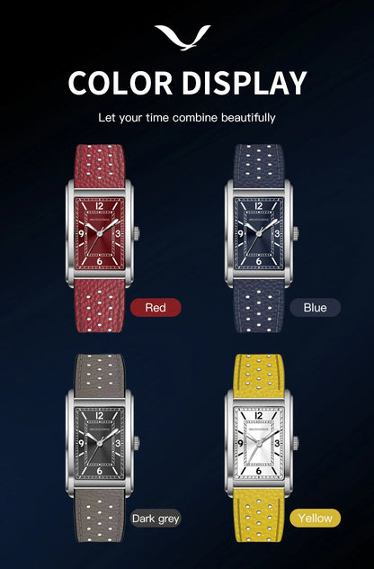 Specht & Söhne New fashion 28MM Square Watch For Men VH31 Movt Sports Watches Blue Stainless Steel Sapphire Crystal Waterproof