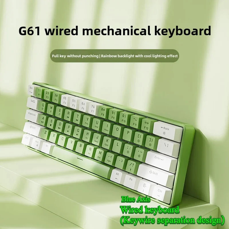 Wired Mechanical Keyboard 60% Gamer Bluetooth Backlit Keyboards for Tablet Mini Ergonomic Key Board White