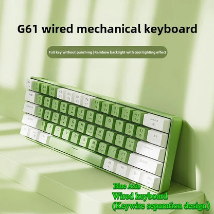 Wired Mechanical Keyboard 60% Gamer Bluetooth Backlit Keyboards for Tablet Mini Ergonomic Key Board White