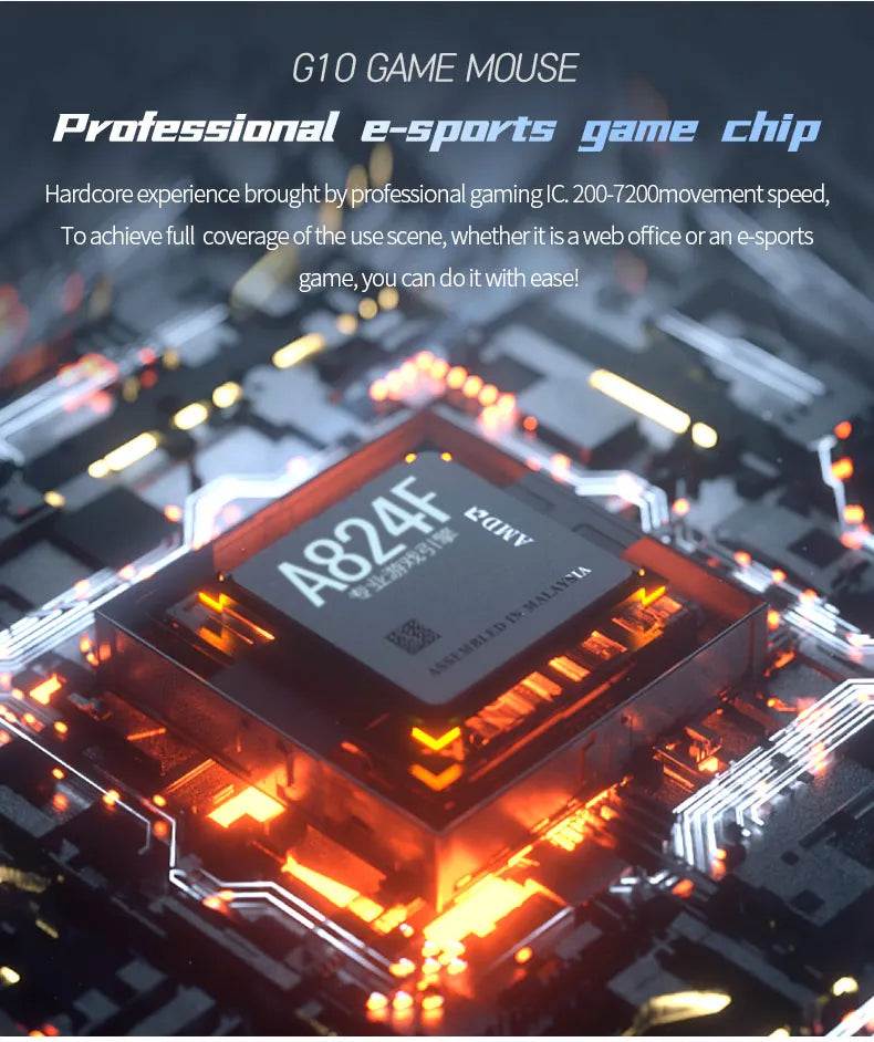 Wired RGB Backlit Esports Gaming Mouse 200-7200 DPI Adjustable, USB Wired for PC Laptop FPS Games