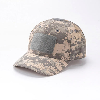 Spring Camo Baseball Cap - Tactical Military Snapback with Hook & Loop Patch Unisex Breathable Sun Hat Outdoor UV Protection