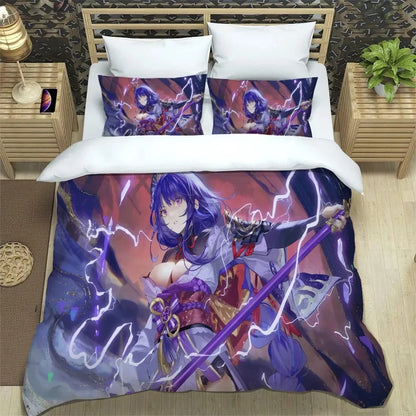 Anime Genshin Impact Bedding Set Boys Girls Twin Queen Size Duvet Cover Pillowcase Bed Kids Adult Fashion Home Textile