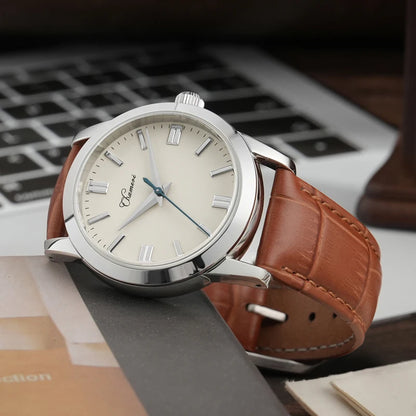Chameri GS04 Quartz Watch VH31 Sweep Movement Business Watch Sapphire Crystal 100m Waterproof 316L Stainless Steel Vintage Watch