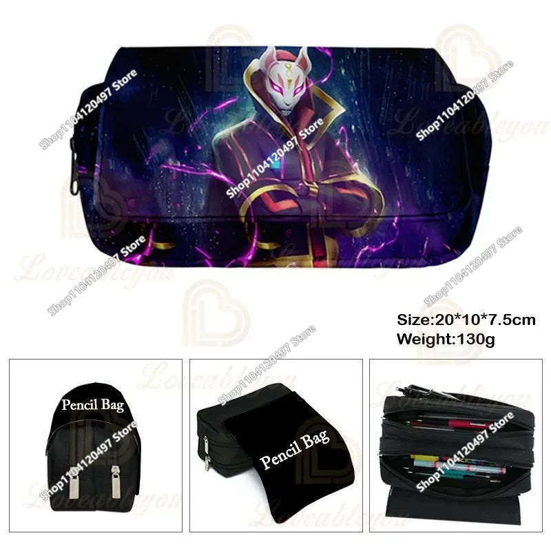 Estojo Escolar Fortnited de Grande Capacidade para Estudantes, Estojo para Lápis Infantil, Bolsa para Canetas, Material Escolar, Bolsa de Papelaria para Rapazes, Presentes Gaming