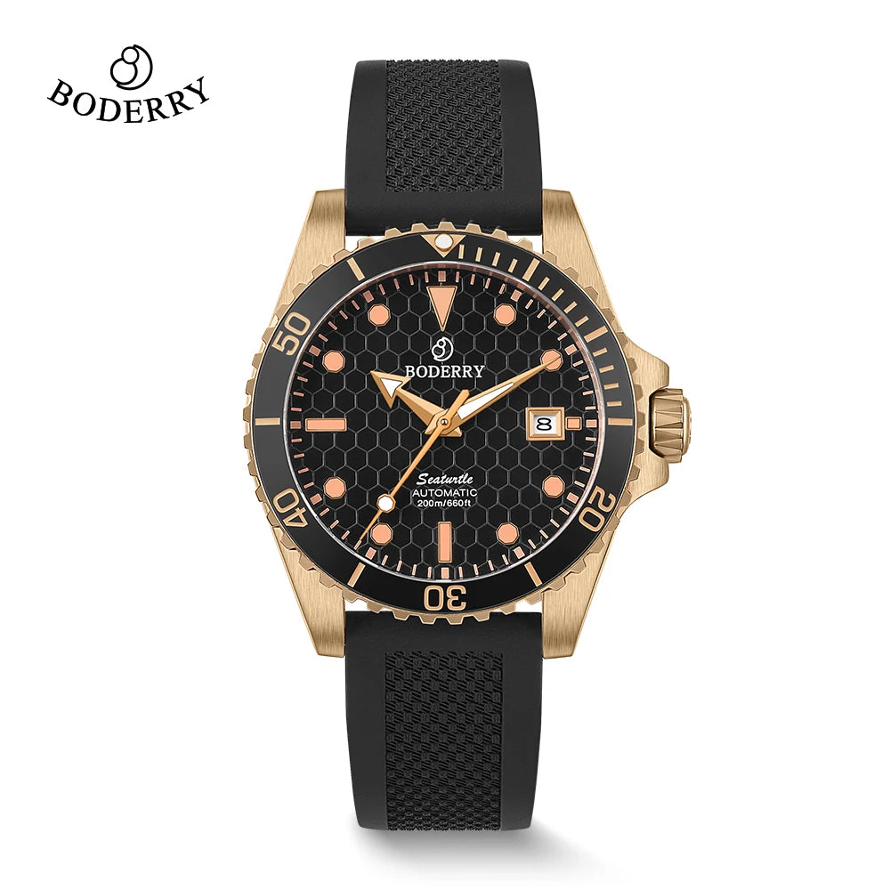 Boderry Seaturtle Titanium Diver Watch Men Luxury Bronze Watches Automatic Mechanical Wristwatch Sport 200M Waterproof Luminous
