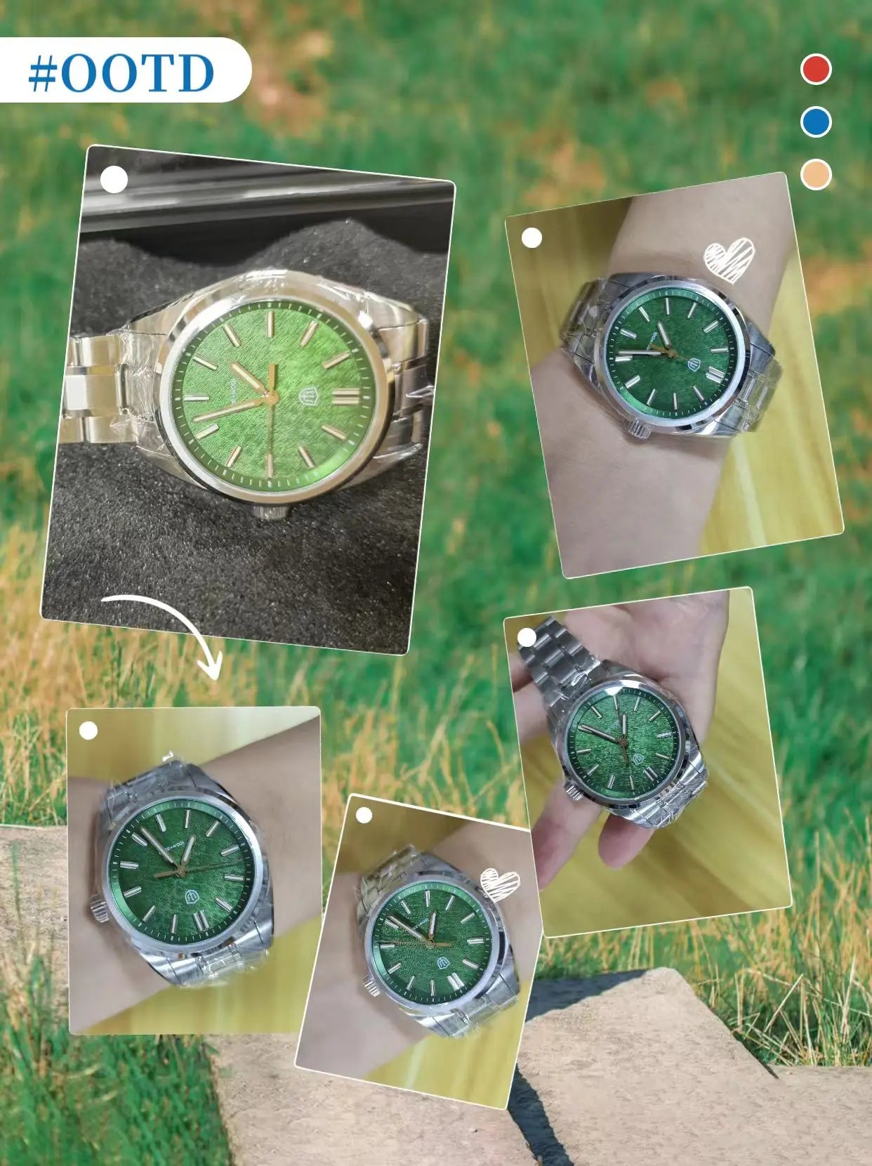 Watchdives WD0003B ‌Aventurine Dial Watch VH31 Quartz Movement Sapphire Crystal Luminous 100m Waterproof 36mm Vintage Watches