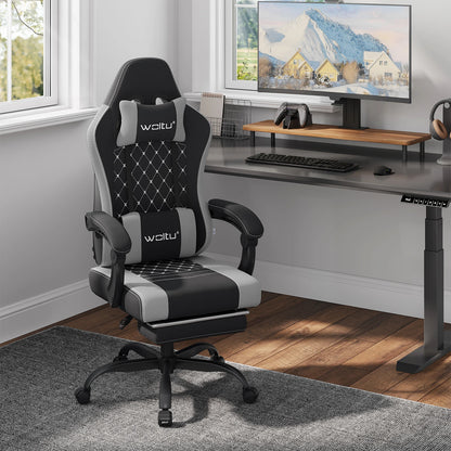 WOLTU Massage Gaming Chair Ergonomic Gamer Chair with Footrest, Lumbar Support, Adjustable Headrest, Swivel Computer Office Chair