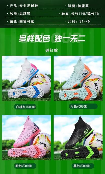 TF Long Stud Training Football Cleats Wear-Resistant Breathable Firm Ground Outdoor Match Training Sports Footwear