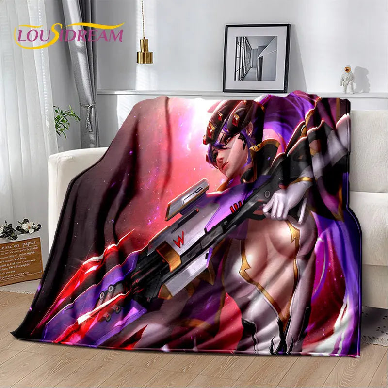 Overwatch Game Gamer D.Va Reaper Soft Plush Blanket, Flannel Blanket Throw Blanket for Living Room Bedroom Bed Sofa Picnic Kid 3D