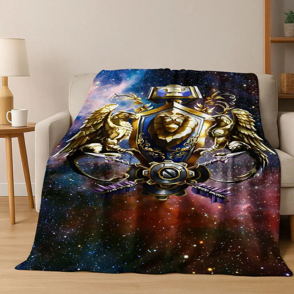 WOW World of Warcraft Arthas Demon Illidan Sylvanas flanellen deken, comfortabele zachte plaid voor thuis, slaapkamer, bed, bankovertrek of cadeau