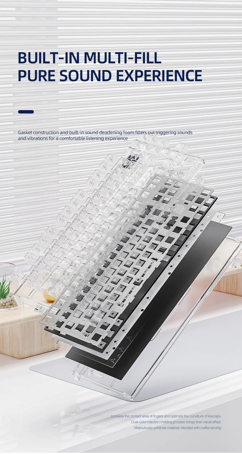 Tastiera meccanica ATTACK SHARK K86 con manopola in metallo, schermo smart TFT a colori, layout a 87 tasti, illuminazione RGB e connessione tri-mode