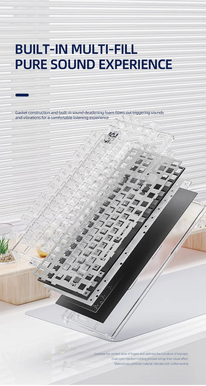 Tastiera meccanica ATTACK SHARK K86 con manopola in metallo, schermo smart TFT a colori, layout a 87 tasti, illuminazione RGB e connessione tri-mode