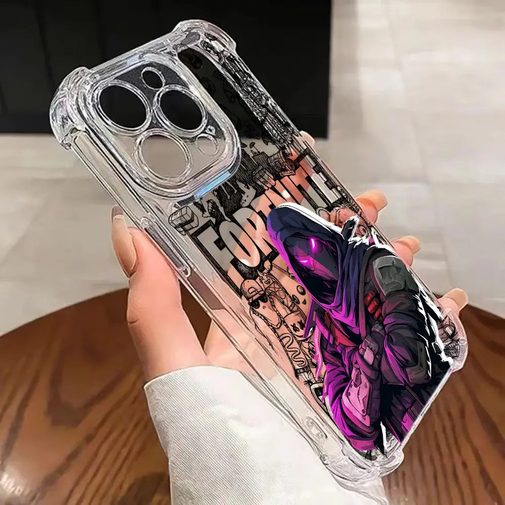 Game Fortnite Phone Case For iPhone 17 16e 16 15 14 13 12 11 Mini Air Pro Max X XR XSMax 7 8 Plus Anti Fall Transparent Cover