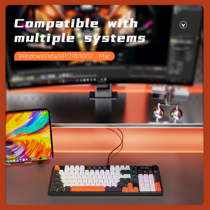 AJAZZ NK98 Wired Mechanical Keyboard: Full-Key Hot-Swap, 98-Key Layout for Precise Performance; Wired, Stable Control, Multi-System Compatibility; Windows Vista/XP/7/8/10/17, Mac: Wired connection for stable control and low latency