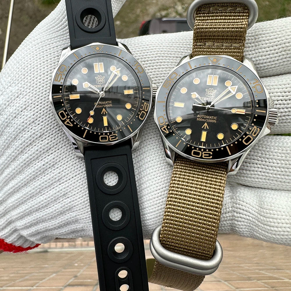 STEELDIVE SD1957 New Arrival 42MM Vintage Bezel 300M Waterproof NH35 Green Luminou Sapphire Glass Automatic  Dive Watch Montre