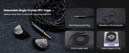 Auscultadores intra-auriculares HiFi Linsoul Kiwi Ears Cadenza II IEM com driver dinâmico de titânio de 10mm, KARS 2.0 e cabo amovível