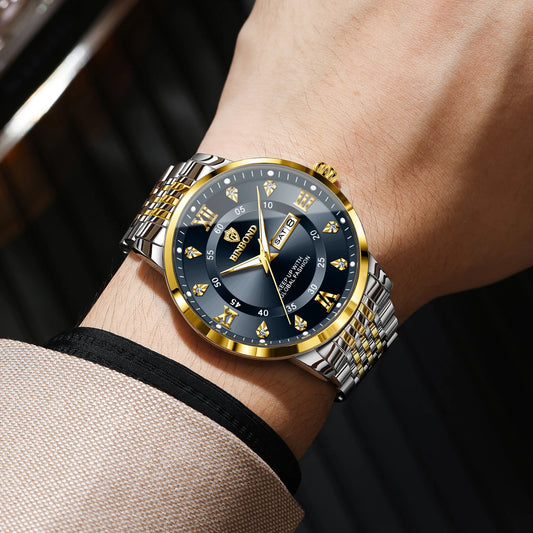 Reloj de pulsera de cuarzo de lujo BINBOND para hombre: resistente al agua, luminiscente y con indicador del día de la semana; estilo ejecutivo, deportivo, de moda y desenfadado