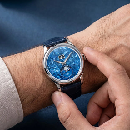 Automatic Man Watch Moon-Phase ST2528 Movement Waterproof Mechanical Wristwatches Sapphire Crystal Titanium Dials Clock S401 New