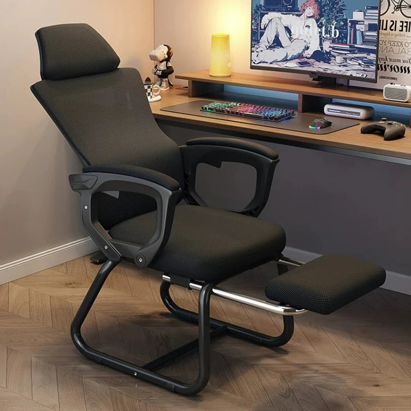 Chaise de bureau ergonomique, chaise d'ordinateur confortable et rembourrée pour la maison, chaise d'étude réglable et inclinable en forme d'arc pour un usage domestique