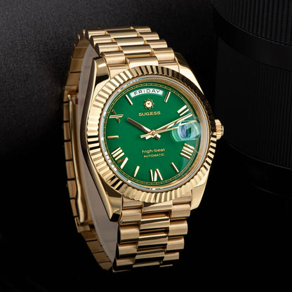 Sugess 40mm Men's Watches Automatic Date Mechanical Day Wristwatch Peacock SL3034 Movement Sapphire Waterproof Luxury Retro New