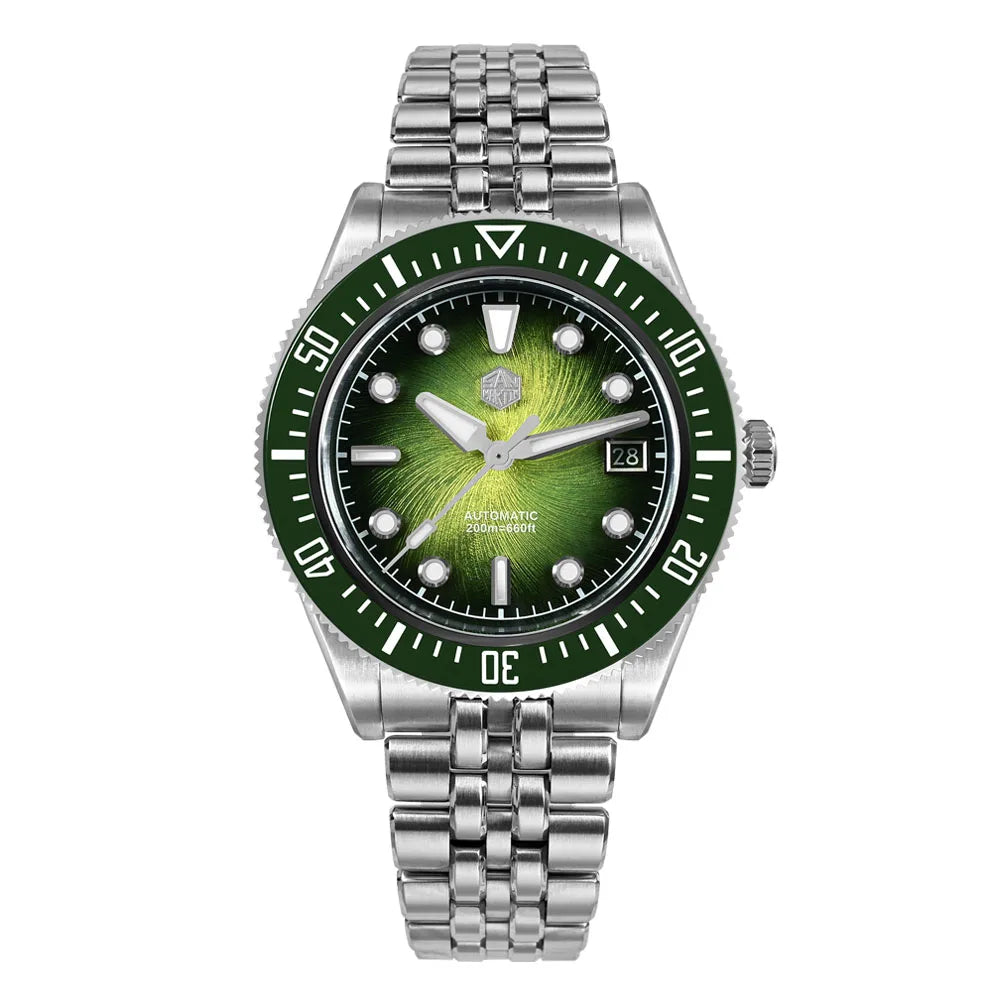 Orologio subacqueo di lusso da uomo San Martin 40mm, Miyota 9015, quadrante smaltato sunburst, automatico meccanico, impermeabile 200m, SN0148