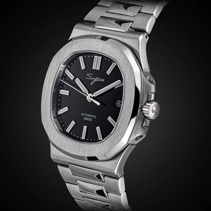 Sugess Man Watch Automatic Mechanical Wristwatches Miyota 9015 Movement MOP Dial Luminous Waterproof 5bar Bracelet Luxury S466