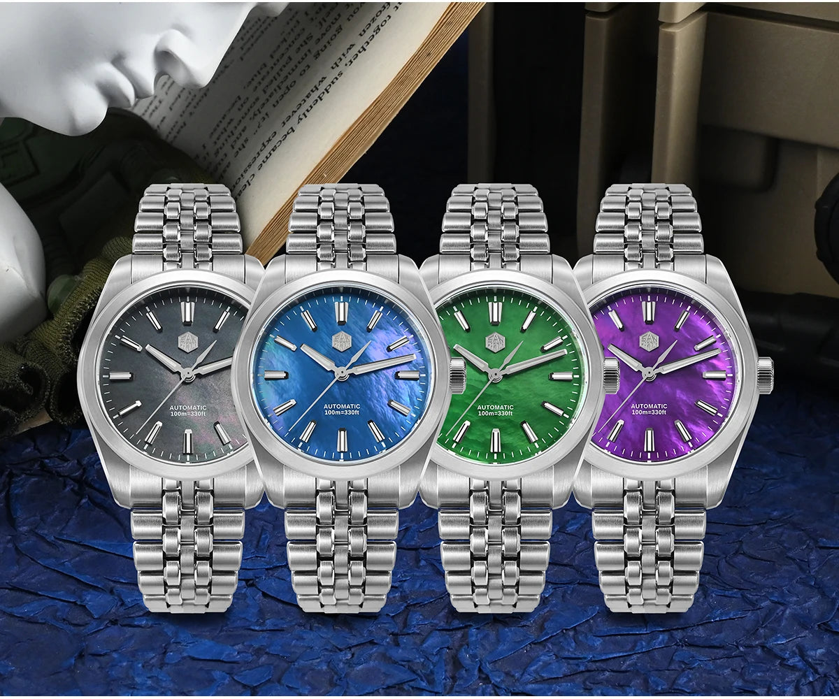 San Martin 39mm MOP Dial Sport Gada Watch Luxury Dress Men Miyota 90S5 Automatic Mechanical Wristwatch Waterproof 100m SN0144