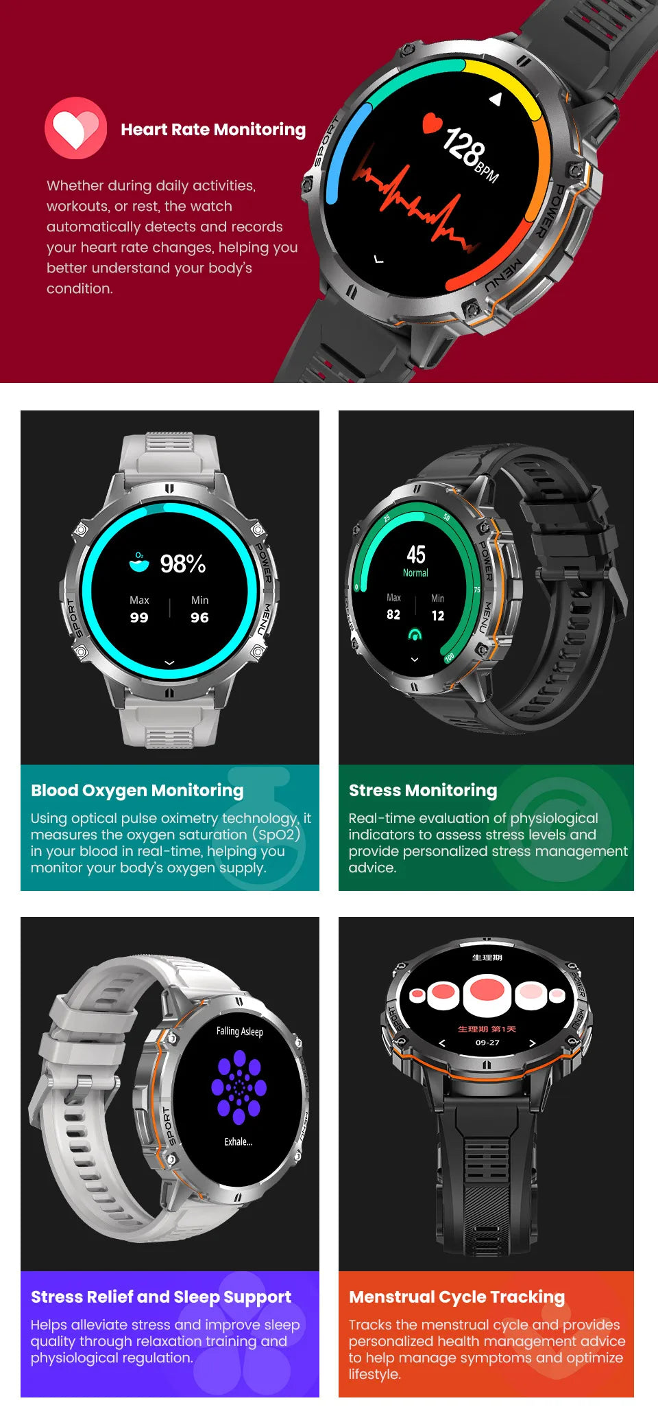 2026 Novo Smartwatch Militar TANK X3 para Homem, Bateria 1000mAh, 10ATM À Prova de Água para Natação, Percurso GPS, Ecrã AMOLED HD de 1.75", Chamadas e Desporto