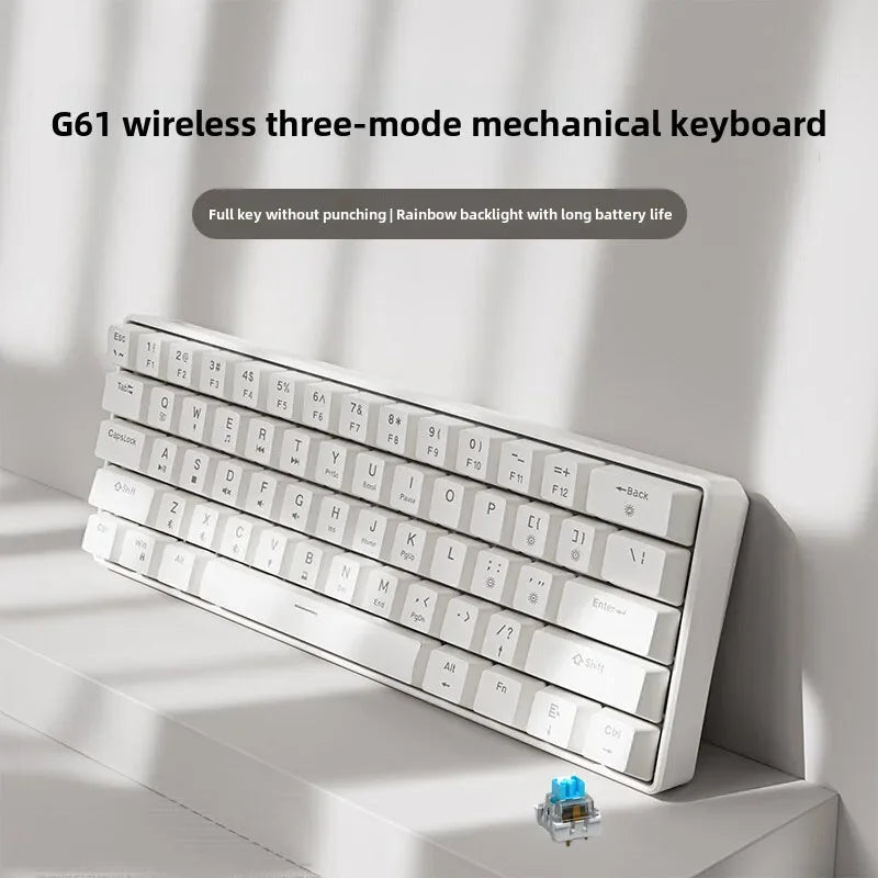 Wired Mechanical Keyboard 60% Gamer Bluetooth Backlit Keyboards for Tablet Mini Ergonomic Key Board White