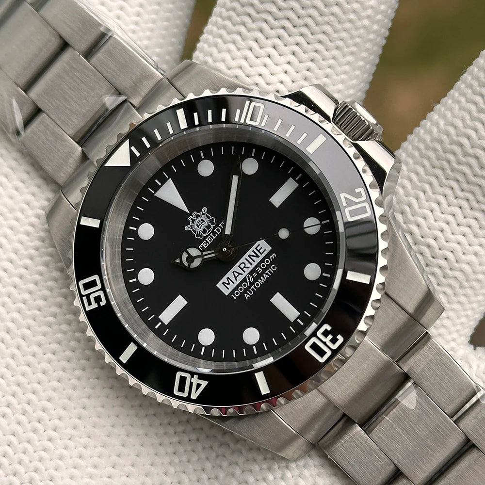 STEELDIVE SD1954 Black Dial 41MM Stainless Steel NH35 Automatic Movement What Ghost Mens 300M Dive Watch  Sapphire Glass