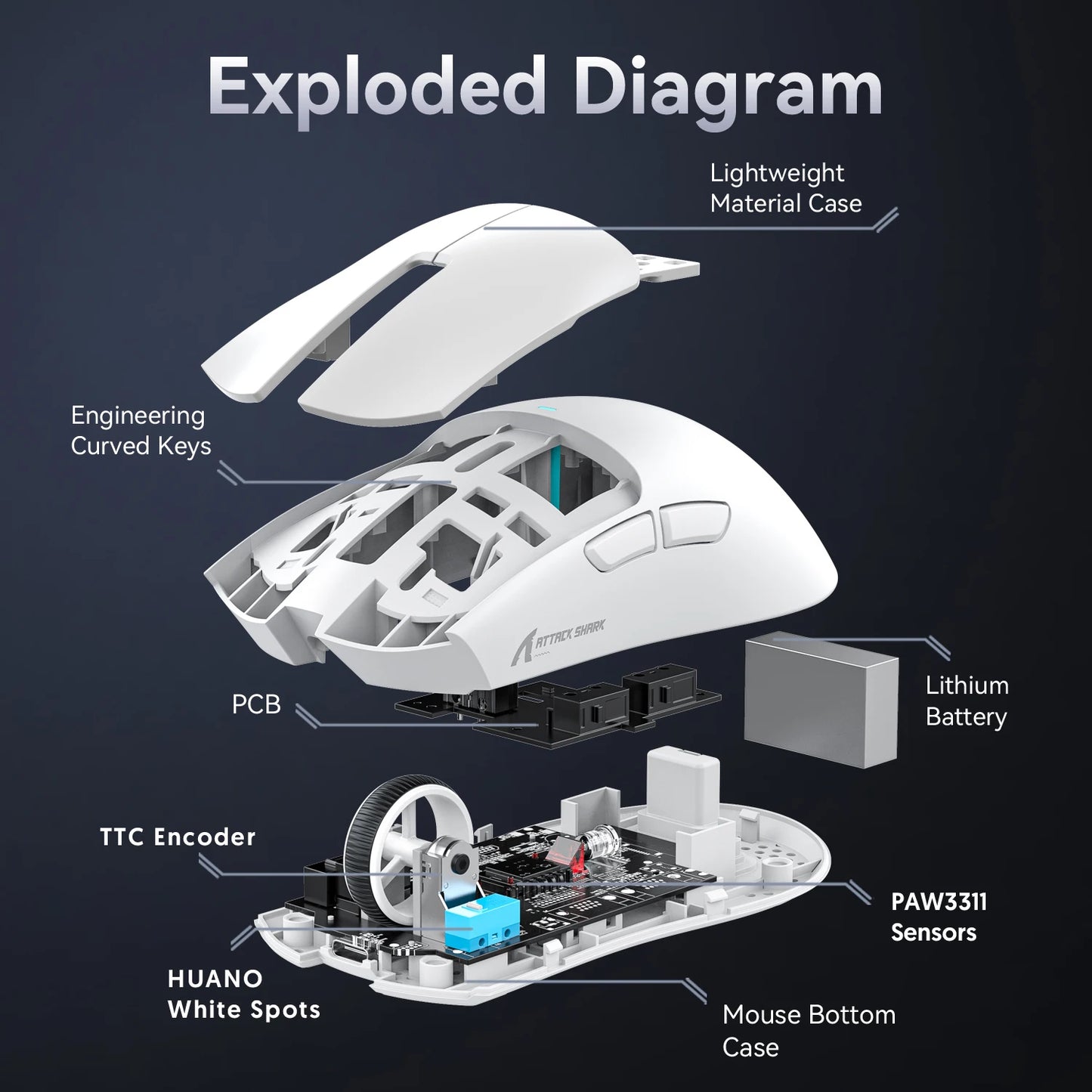 ATTACK SHARK X11 Gaming Mouse and X11 SE Wireless Mouse 22000 DPI, PAW3311 Sensor, BT/2.4G/Wired, 59g Lightweight, 2000W Clicks