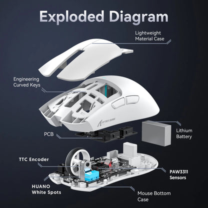 ATTACK SHARK X11 Gaming Mouse and X11 SE Wireless Mouse 22000 DPI, PAW3311 Sensor, BT/2.4G/Wired, 59g Lightweight, 2000W Clicks